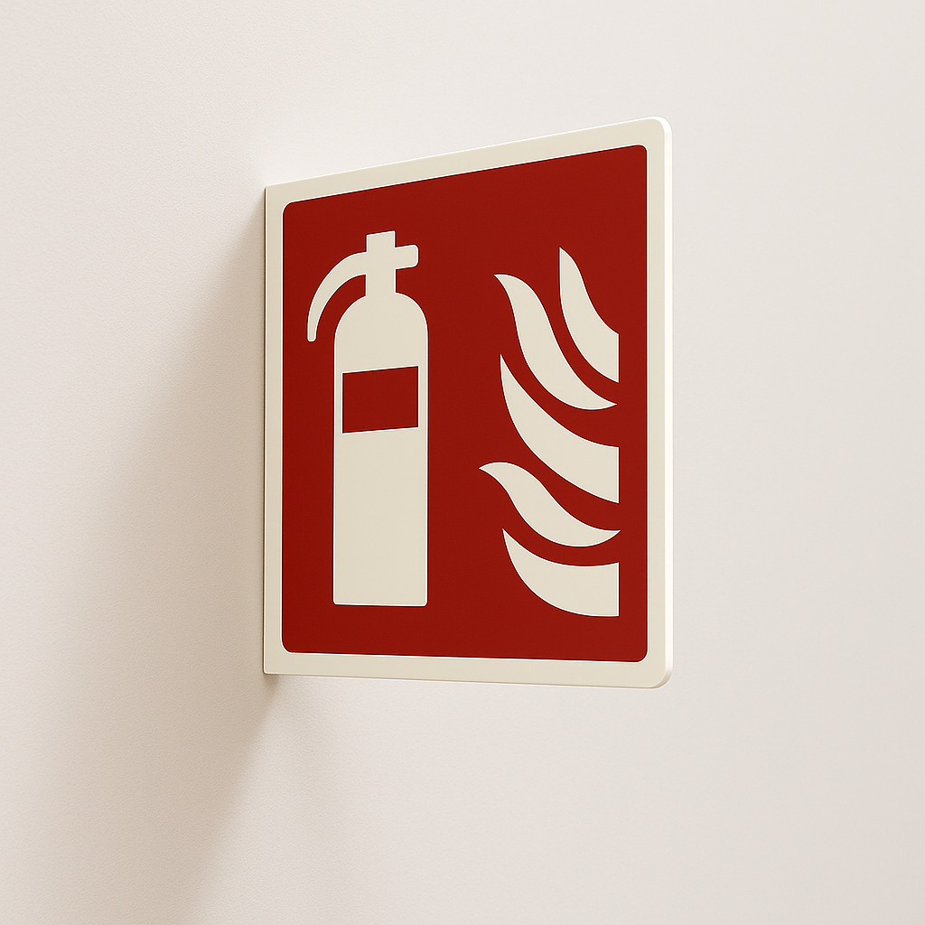 Affiche de Sécurité ISO "Extincteur" |  Autocollante ou en L sur Sintra — 8" x 8"