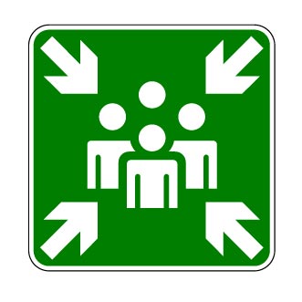 Panneau aluminium 24" x 24" : Point de rassemblement d'évacuation (ISO 7010-E007)