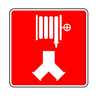Panneau d'aluminium 12"x12" : Raccords pompiers des cabinets incendie ou des collecteurs pompiers (Conforme à la norme ISO 7010)