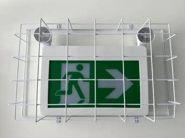 Panneau de sortie Running Man avec éclairage d'urgence & grille de protection