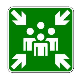 Panneau aluminium 24" x 24" : Point de rassemblement d'évacuation (ISO 7010-E007)