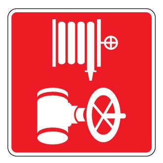 Panneau d'aluminium 12" x 12": Valve de contrôle pour les cabinets incendie ou les collecteurs pompiers (Conforme à la norme ISO 7010)