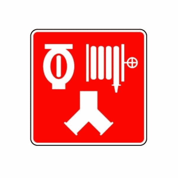 Panneau d'aluminium 12" x 12": Raccords pompiers pour un système de gicleurs et des cabinets incendie ou collecteurs pompiers (Conforme à la norme ISO 7010) — Sans texte