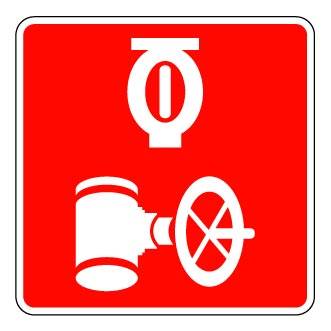 Panneau d'aluminium 12" x 12": Valve de contrôle pour les gicleurs (Conforme à la norme ISO 7010)